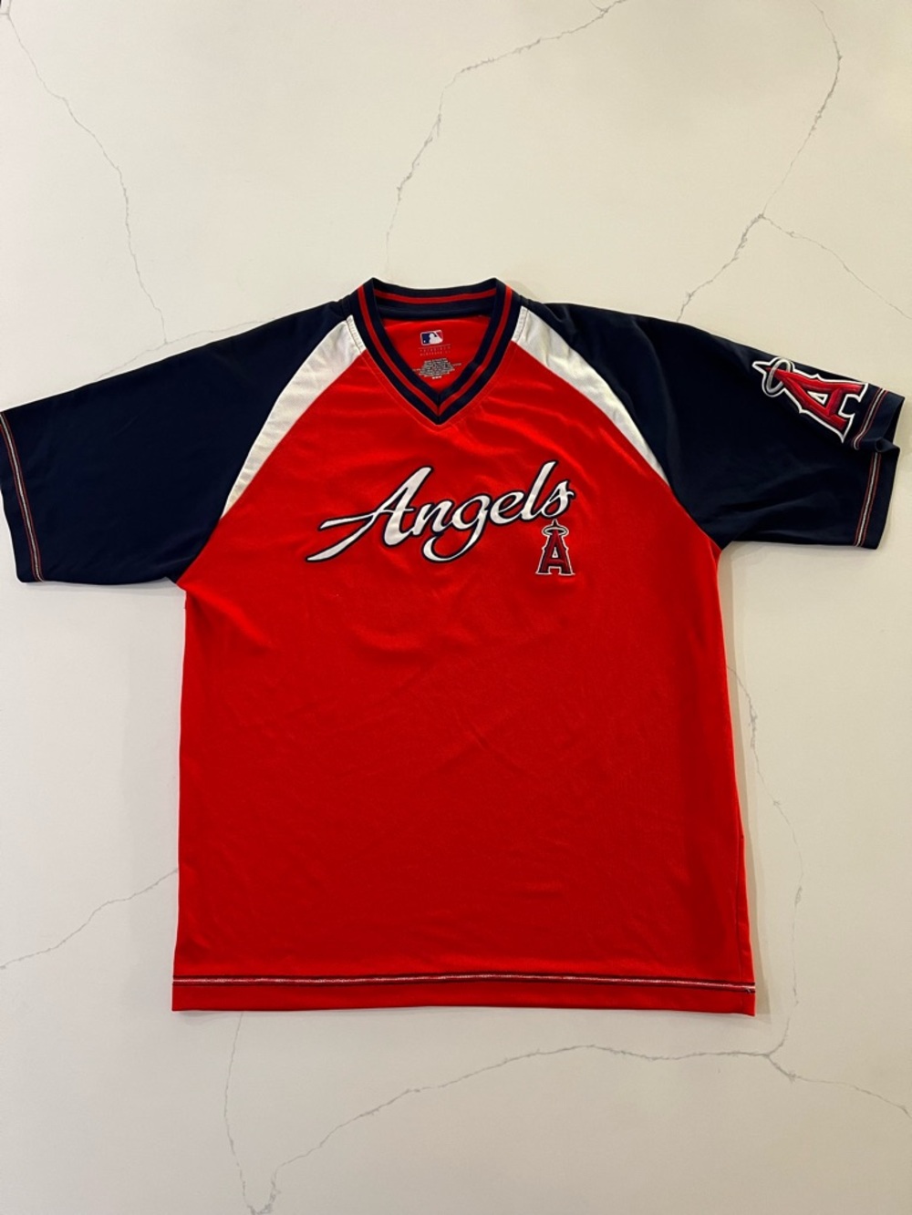 Los Angeles Angels MLB Stitches Red Raglan Pullover Jersey Men's Size Medium